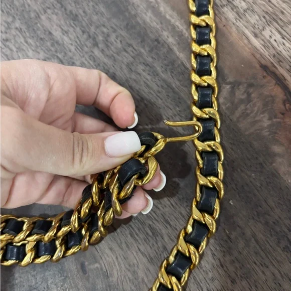Authentic CHANEL CHUNKY Vintage 1994 belt gold leather 80cm - Picture 5 of 15